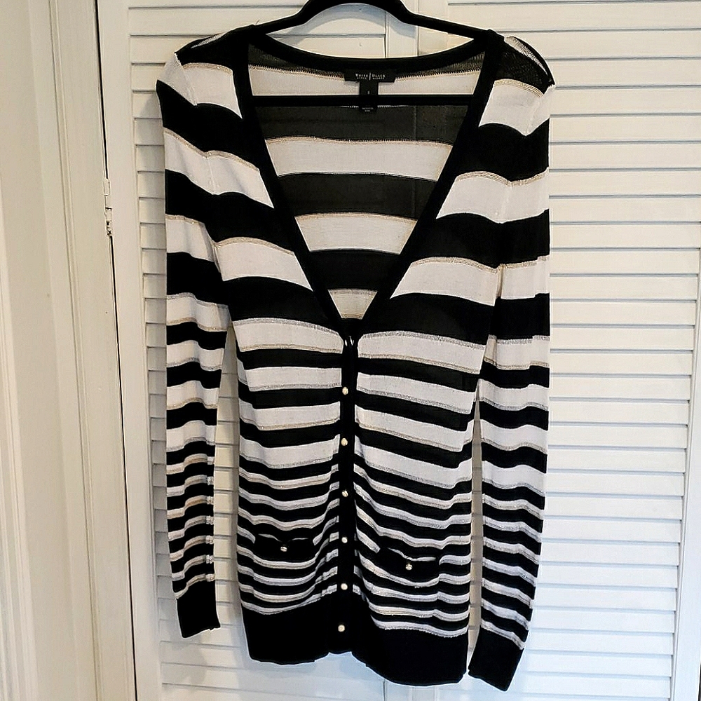 WHBM stripe cardi button cardigan